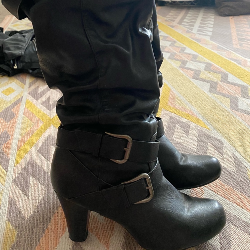 Black leather boots